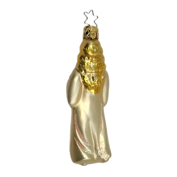 VTG Inge Glas Figural Blown Glass Christmas Ornament Angel w Trumpet - Picture 4 of 7
